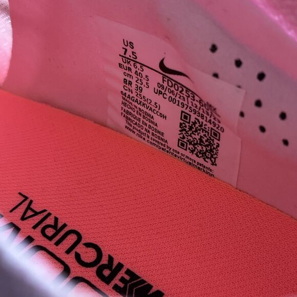 Nike Zoom Mercurial Vapor 15 Elite SG Men Size 7.5 Pink Anti Clog Soccer Cleats